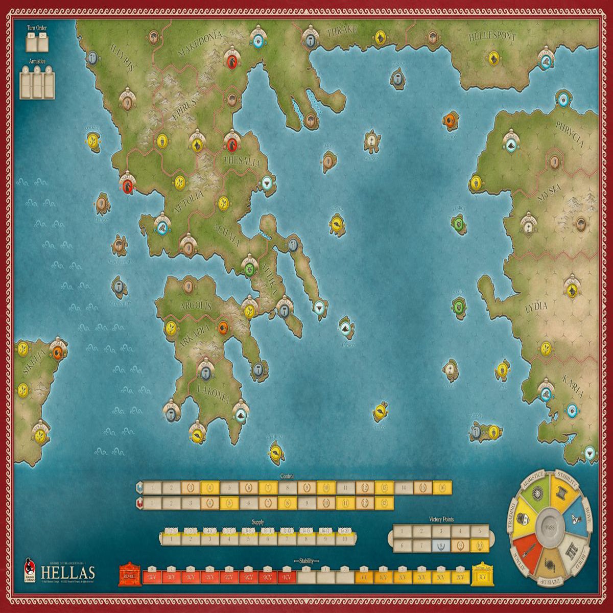 History of the Ancient Seas: HELLAS - Mounted Map "old style"