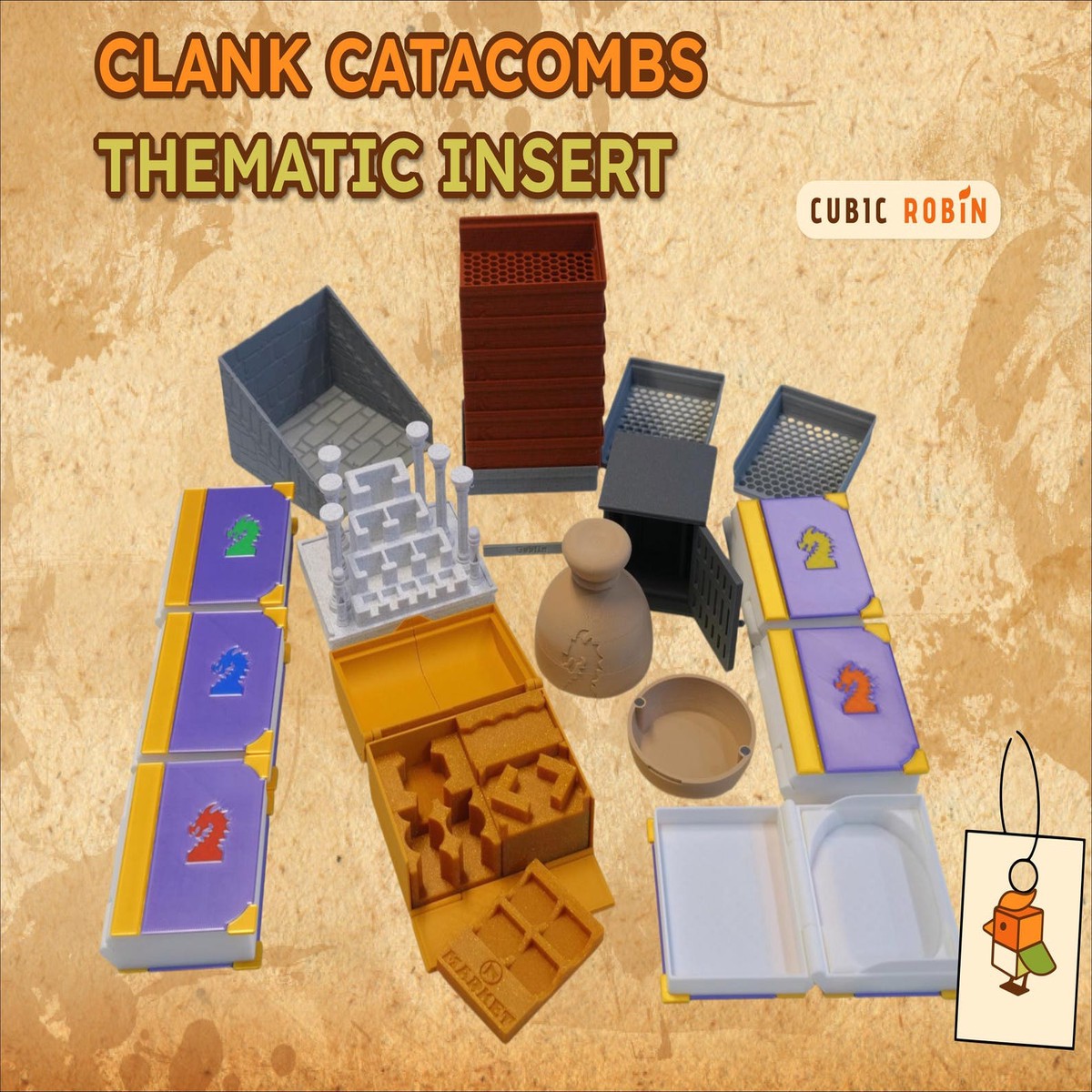 BGisGood - Clanks! Catacombs Board Game Thematic Token Organizer Insert - All pieces - All Set 4 Players Slot