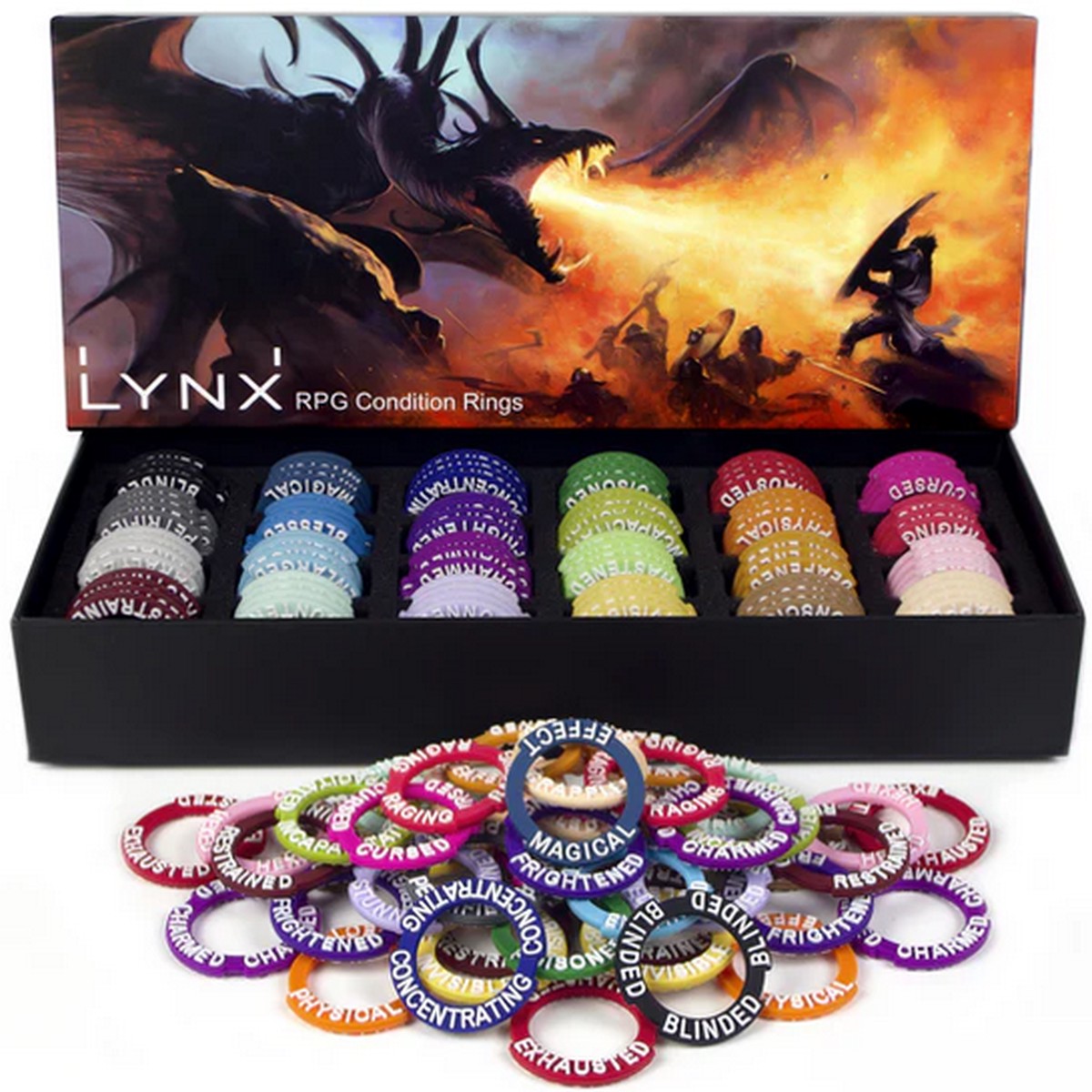 RPG Condition Rings/Markers set - Set of 96 Status & Effects Rings