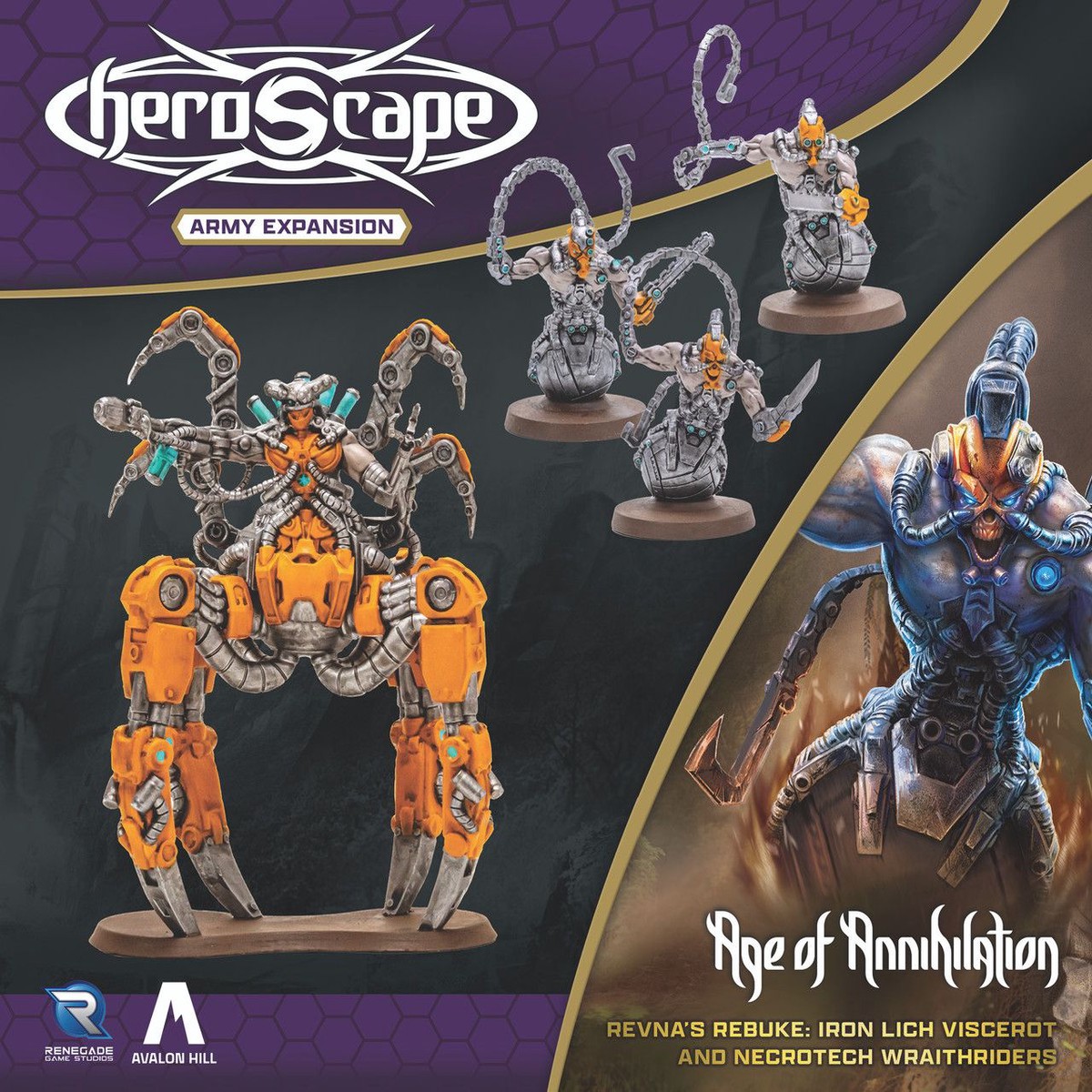 Heroscape: Revna's Rebuke Iron Lich Viscerot and Necrotech Wraithriders Army Expansion