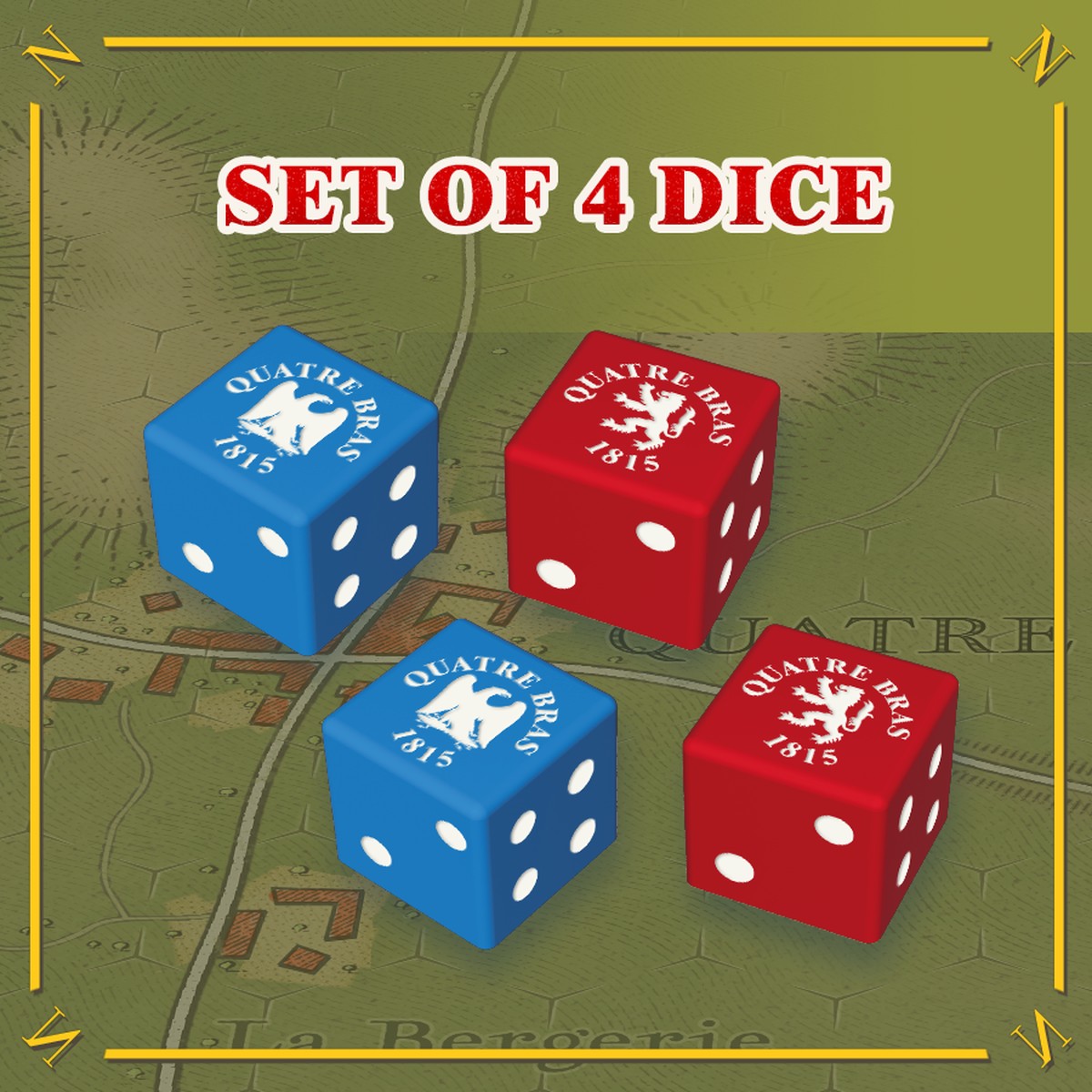 Battles of Napoleon: Volume II QUATRE BRAS 1815 Customized Dice - Set of 4 (Import) *PRE-ORDER*