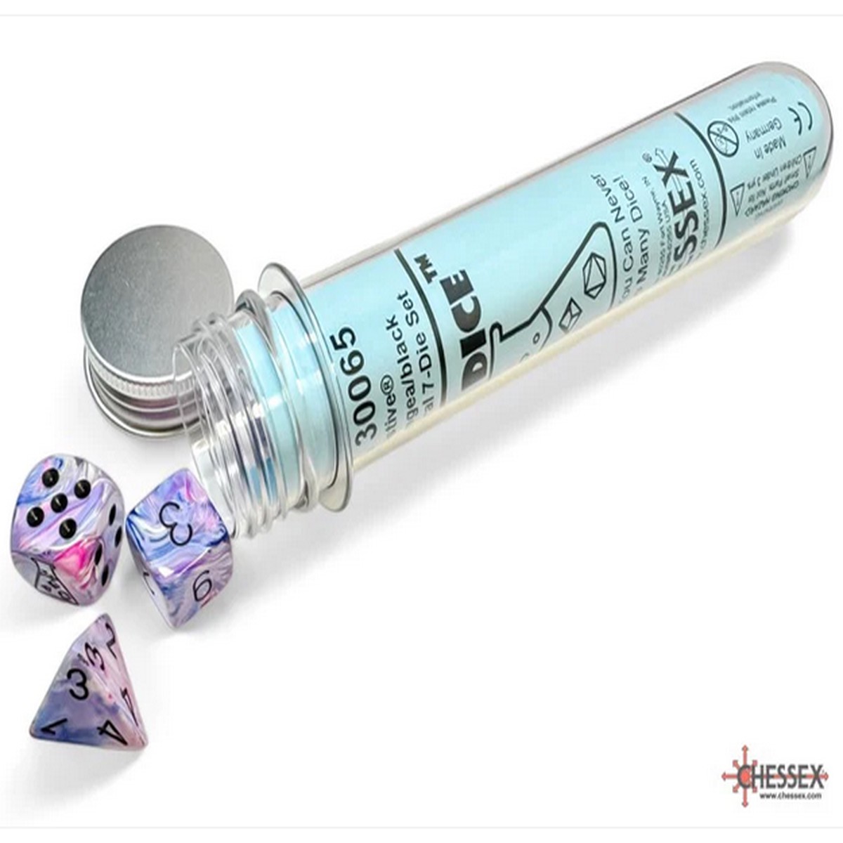 Chessex - Lab Dice 7 Piece - Hydrangea/Black (With Bonus Die)