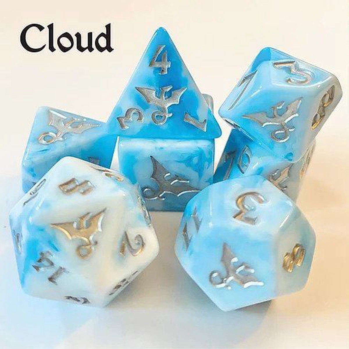 Black Oak Workshop Cloud Dragon 7ct Polyhedral Dice Set