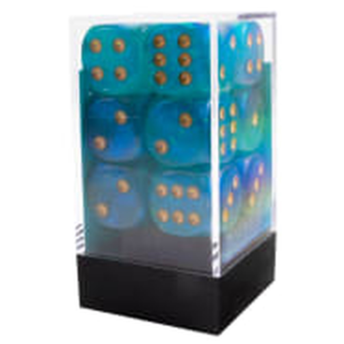 Chessex 16mm Borealis Luminary Teal/Gold 12ct D6 Set (27785)