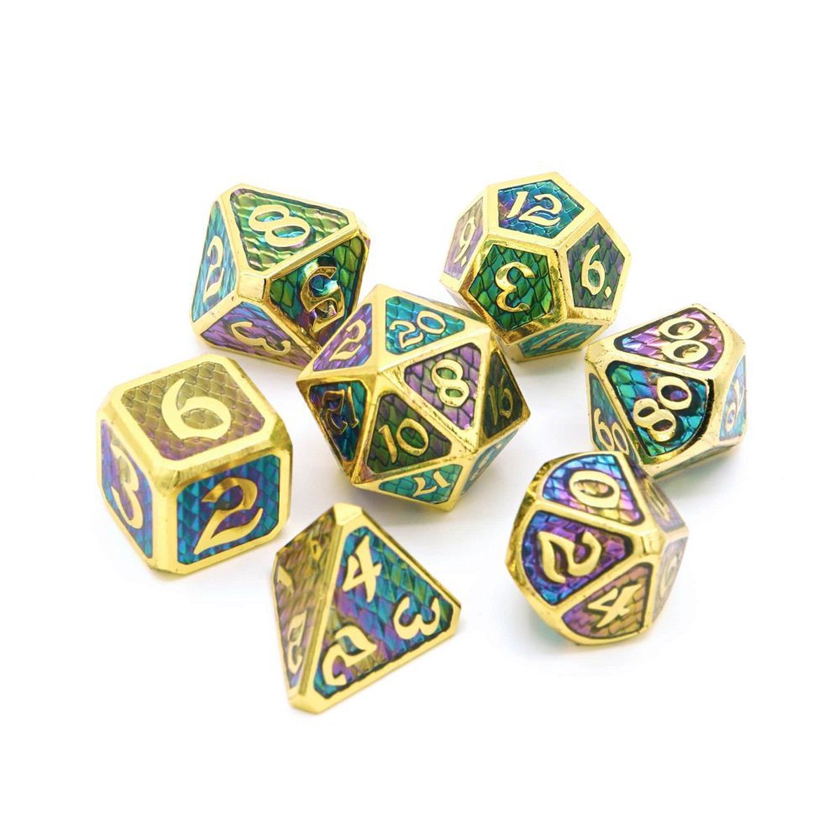 Die Hard Dice Metal Drakona Khaos Hemera 7ct Polyhedral Set