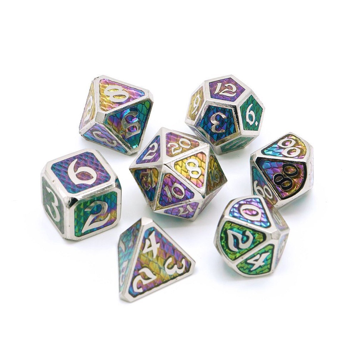 Die Hard Dice Metal Drakona Khaos Aether 7ct Polyhedral Set
