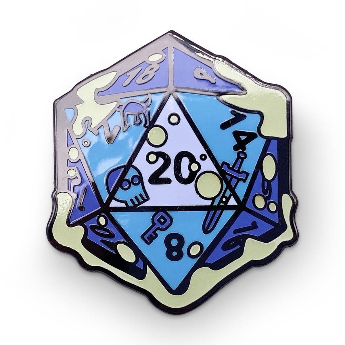 Pins: Gelatinous D20 Blue
