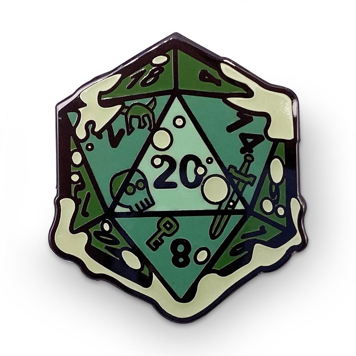 Pins: Gelatinous D20 Green