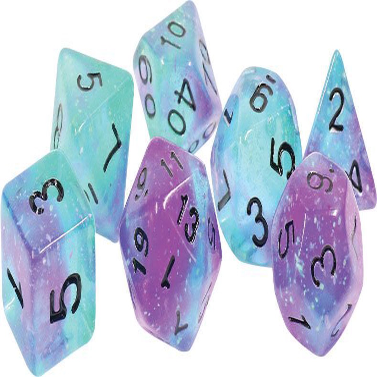 Sirius Dice 7ct Polyhedral Dice Set Peacock Glowworm