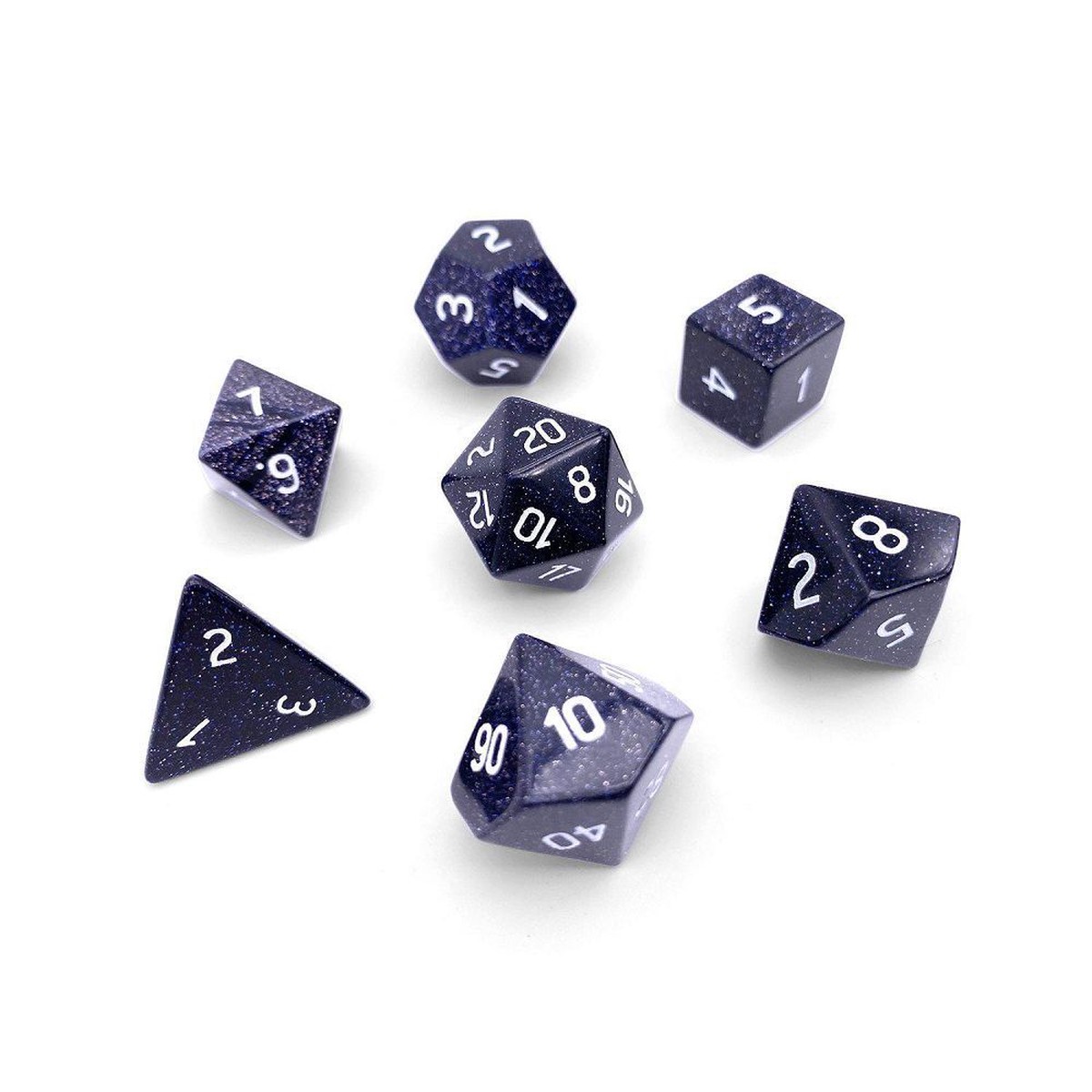 Blue Sandstone Semi-Precious Gemstone 7ct Polyhedral Dice Set