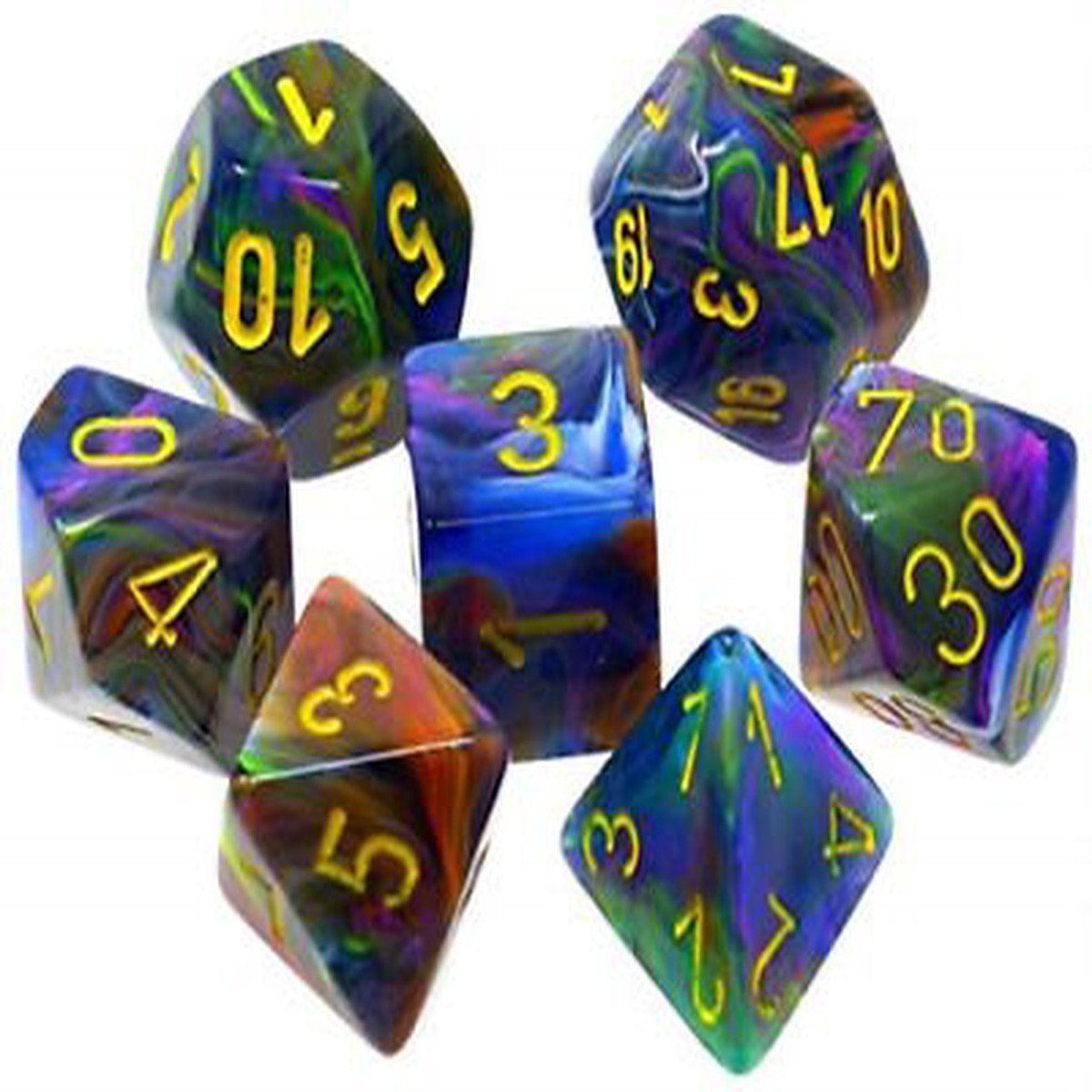 Chessex Festive Rio/Yellow 7ct Polyhedral Set (27449)