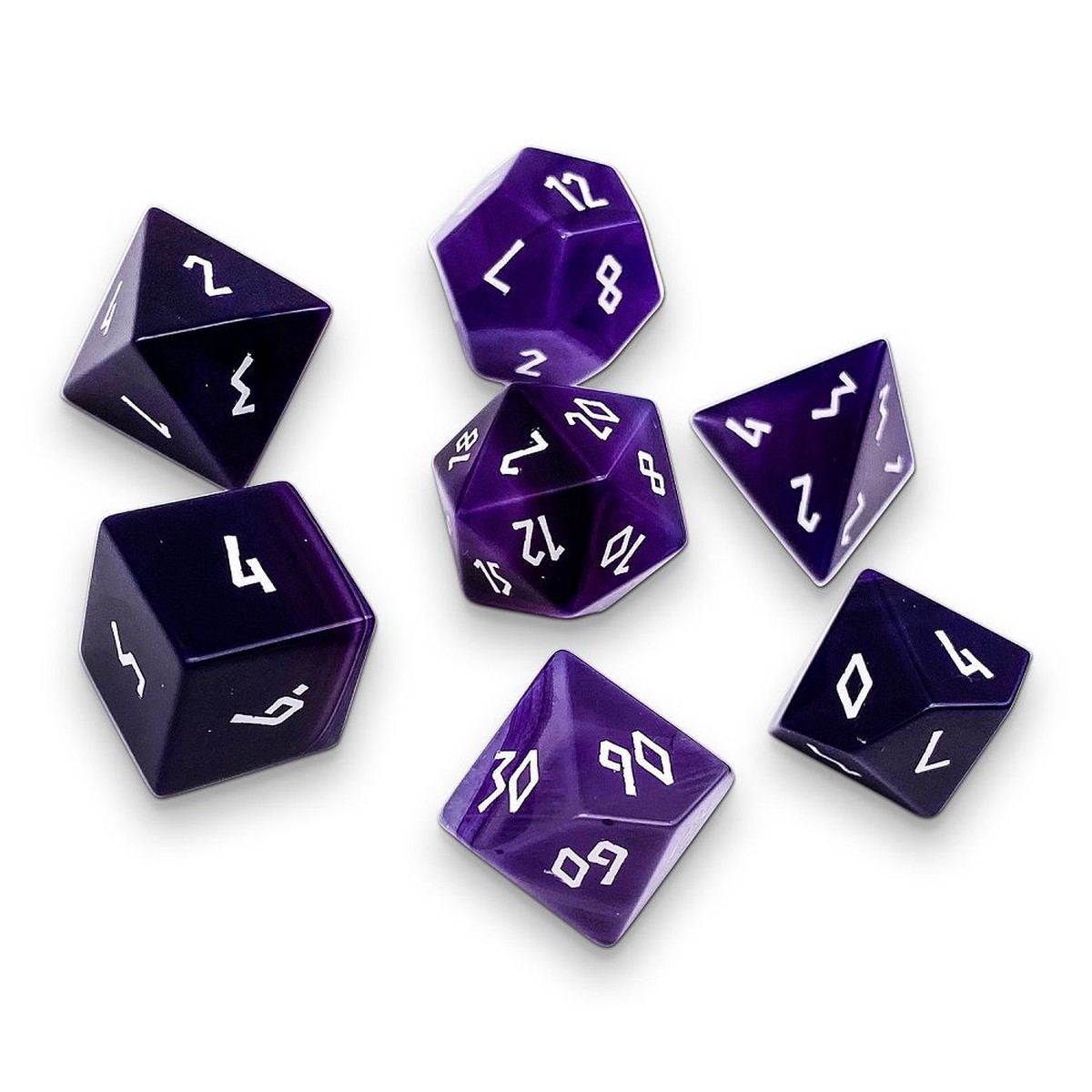 Purple Striped Agate Semi-Precious Gemstone 7ct Polyhedral Dice Set