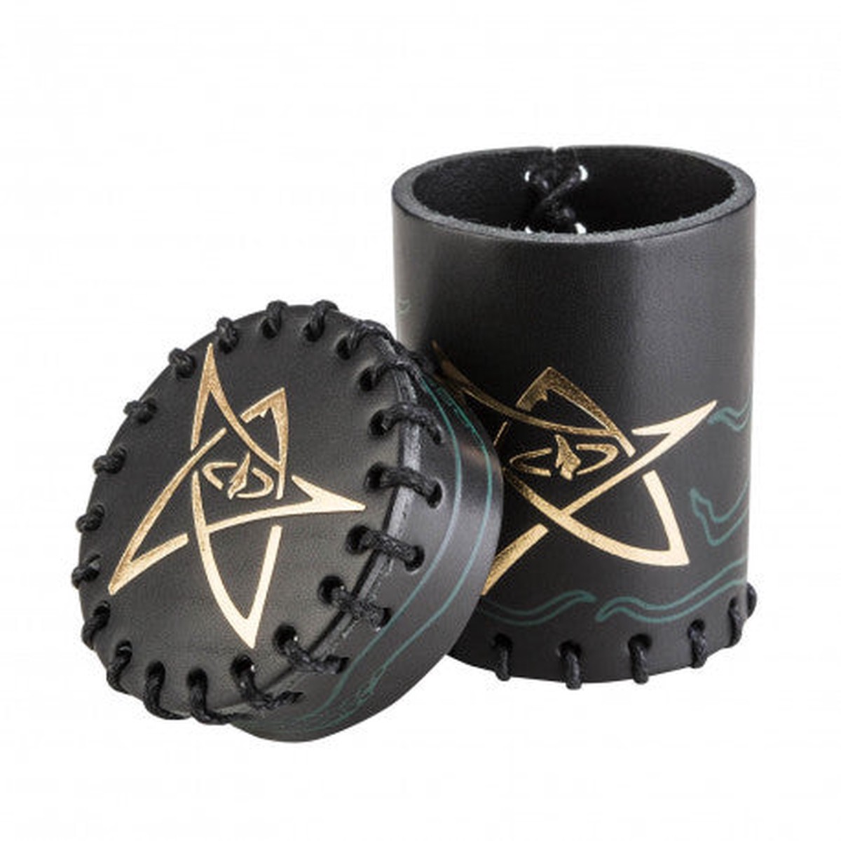 Q-Workshop Call of Cthulhu Black & Green-Golden Leather Dice Cup