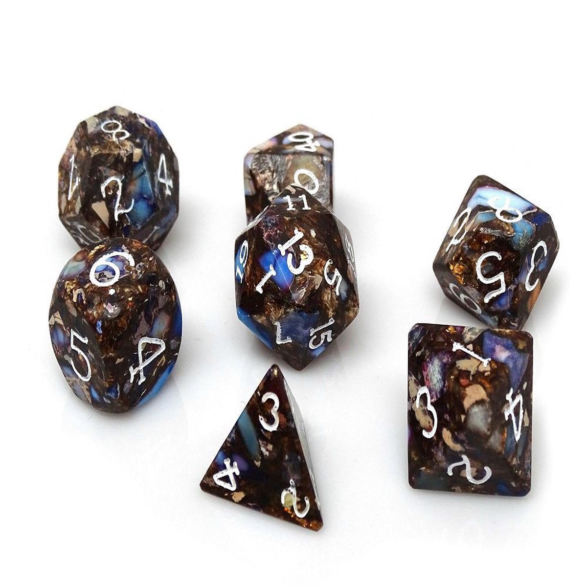 Wizard Stone Glacial Rock 7ct Polyhedral Dice Set