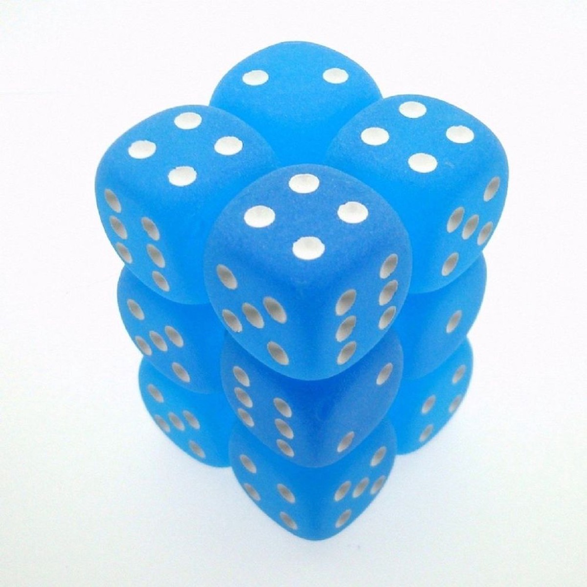 Chessex 16mm Frosted Caribbean Blue/White 12ct D6 Set (27616)