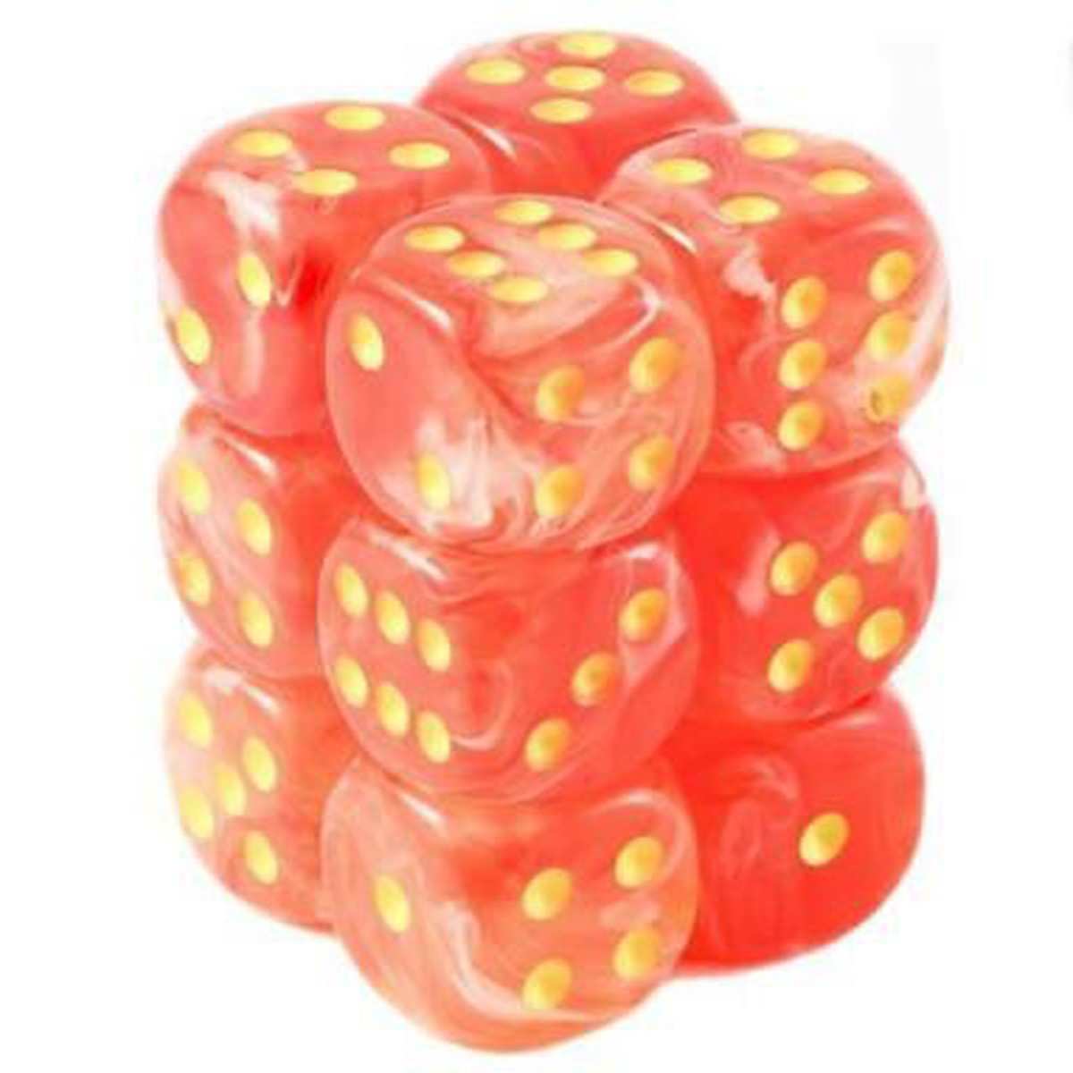 Chessex 16mm Ghostly Glow Orange/Yellow 12ct D6 Set (27723)