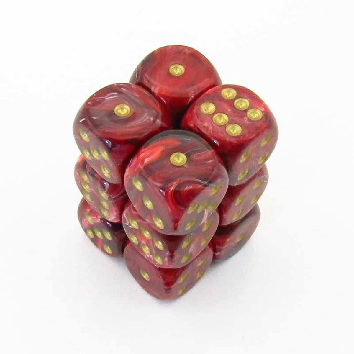 Chessex 16mm Vortex Burgundy/Gold 12ct D6 Set (27634)