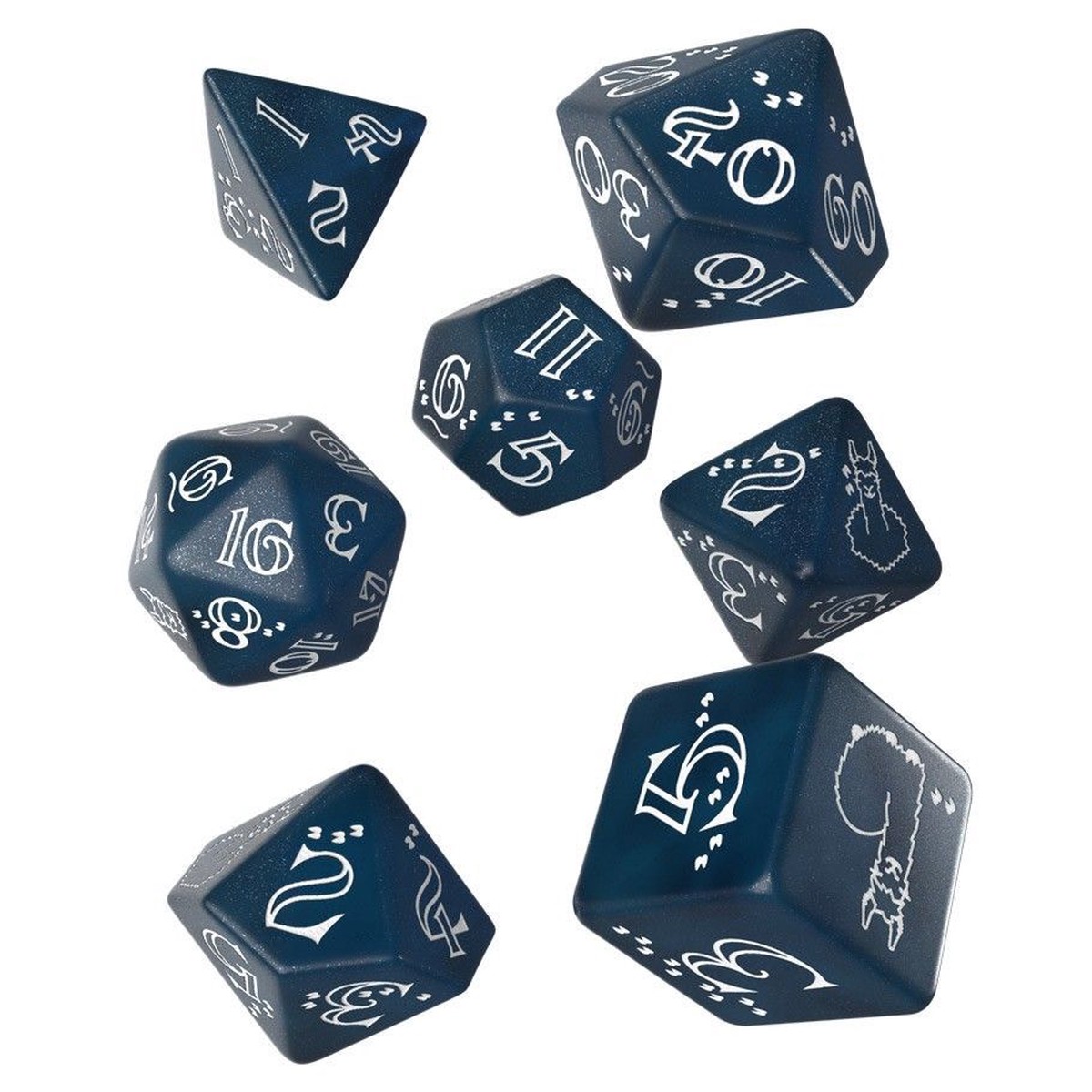 Q-Workshop Shimmering Llama Dark Blue/White 7ct Polyhedral Set