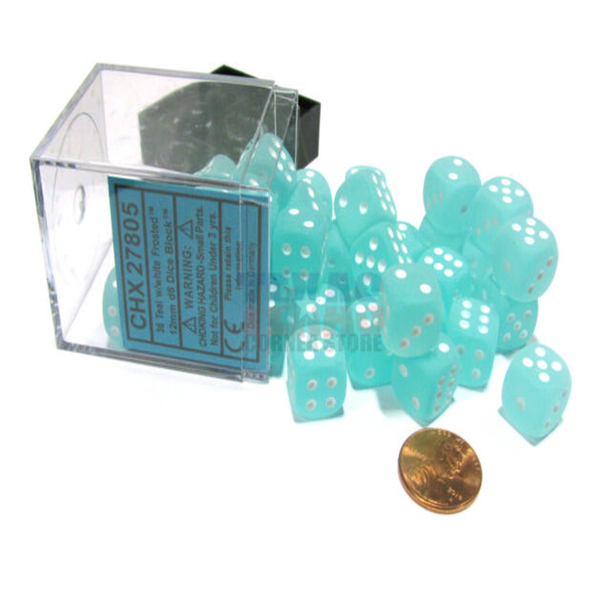 Chessex 12mm Frosted Teal/White 36ct D6 Set (27805)