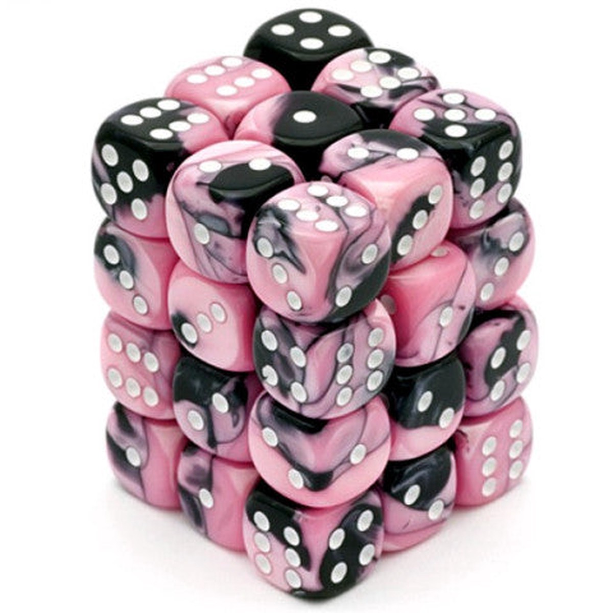 Chessex 12mm Gemini Black Pink/White 36ct D6 Set (26830)