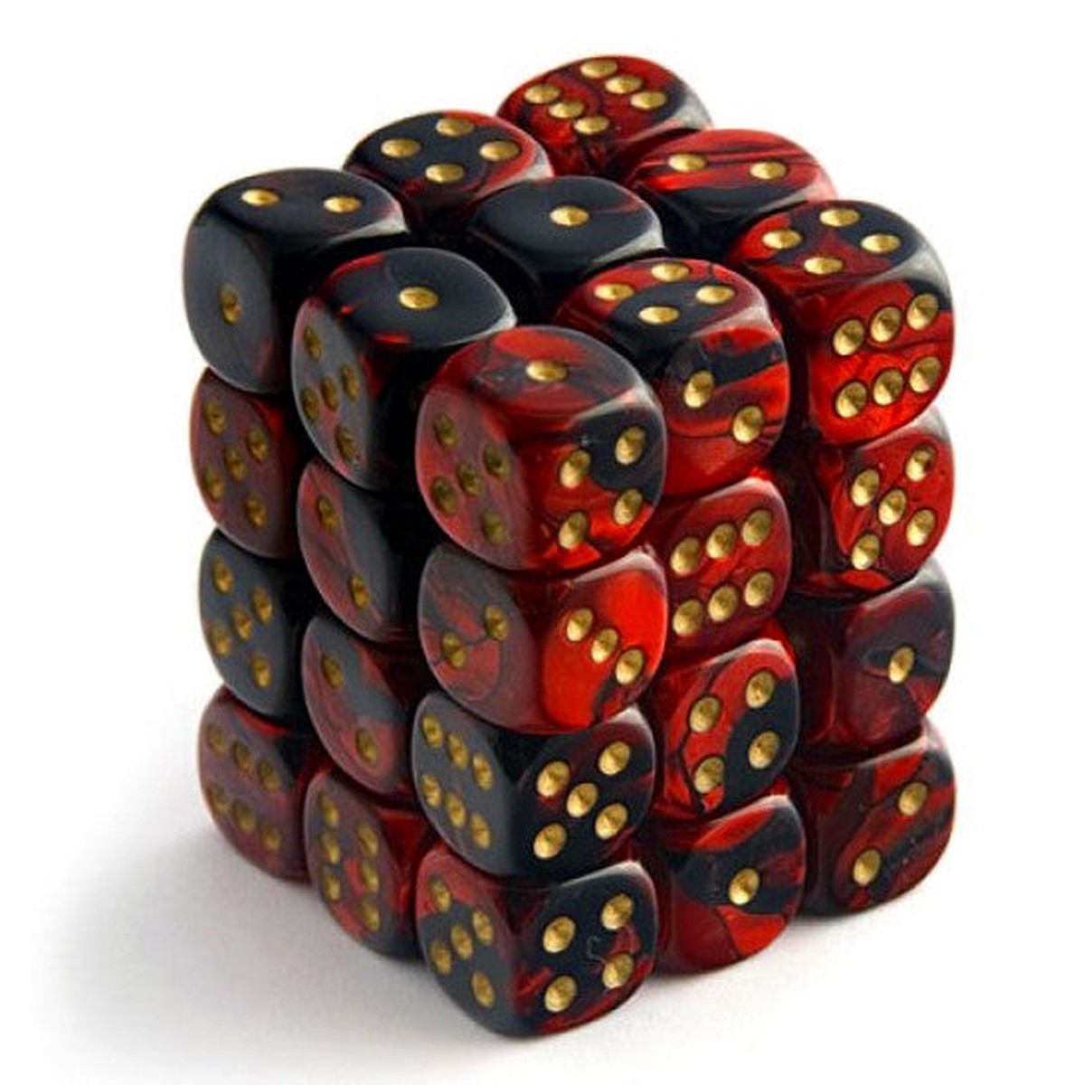 Chessex 12mm Gemini Black Red/Gold 36ct D6 Set (26833)