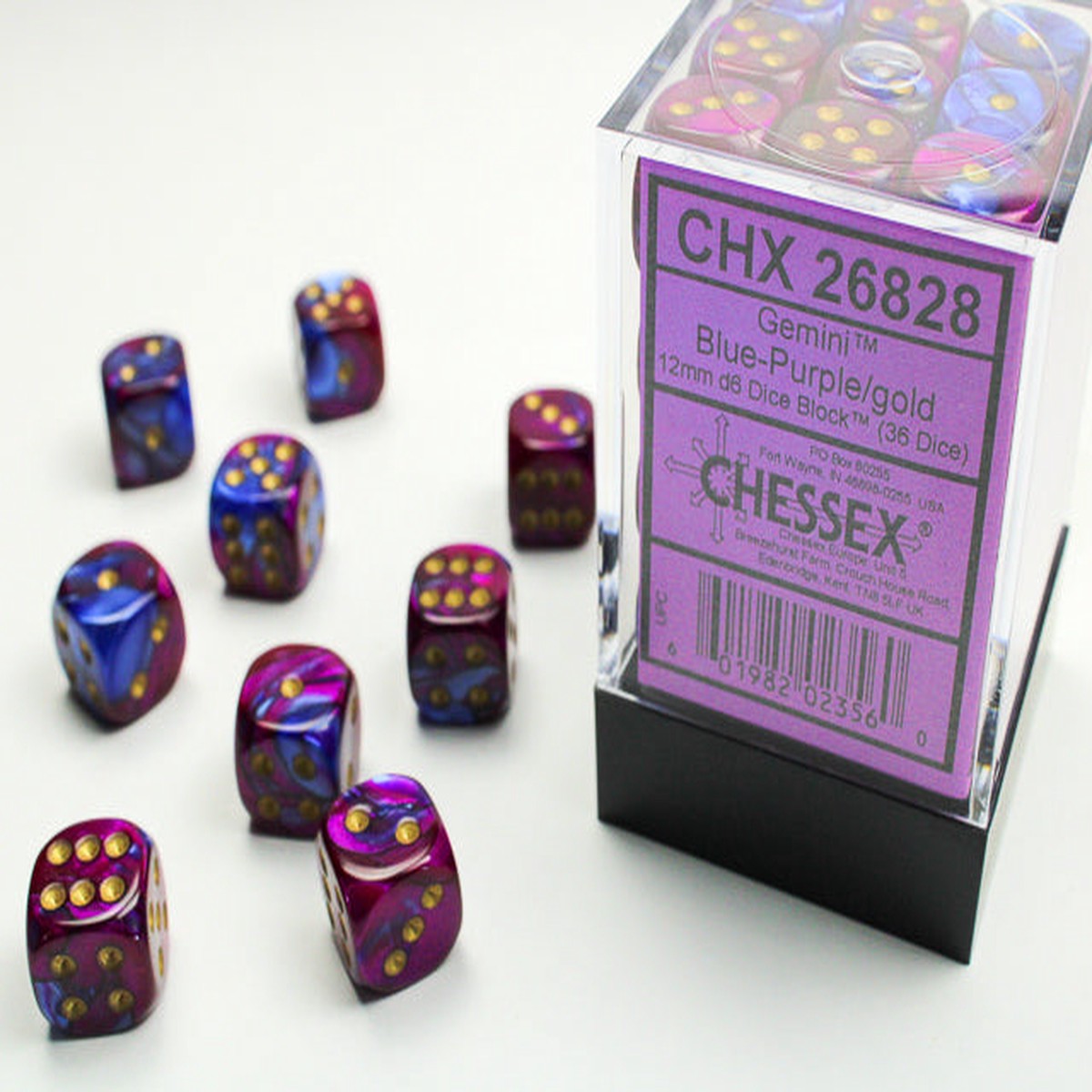 Chessex 12mm Gemini Blue Purple/Gold 36ct D6 Set (26828)