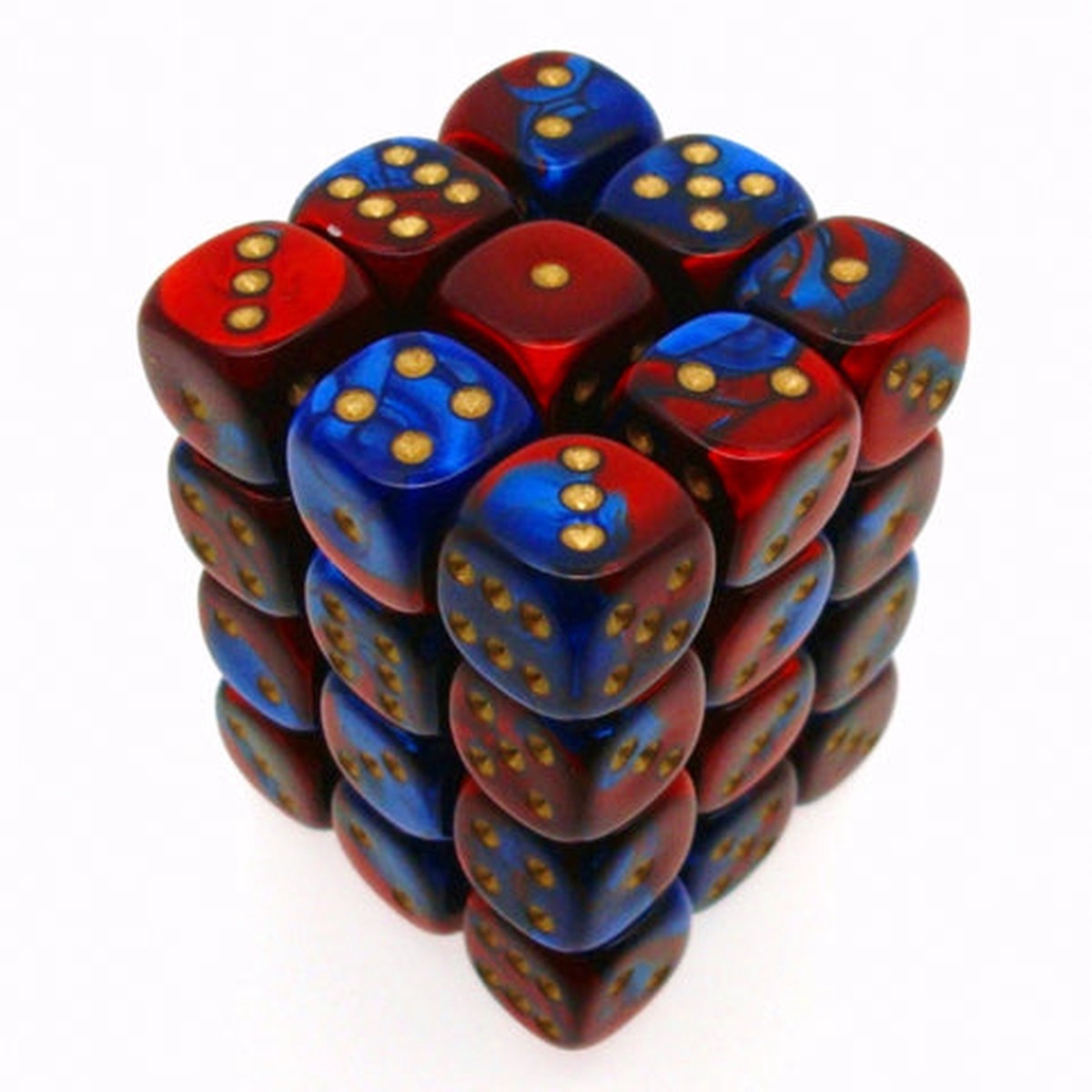 Chessex 12mm Gemini Blue Red/Gold 36ct D6 Set (26829)