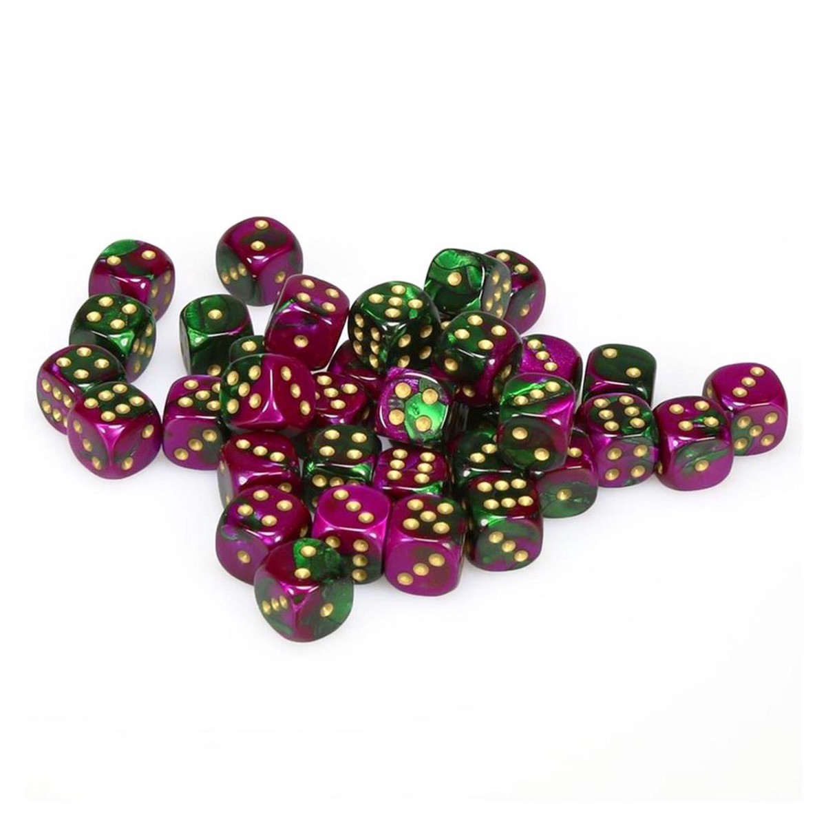 Chessex 12mm Gemini Green Purple/Gold 36ct D6 Set (26834)