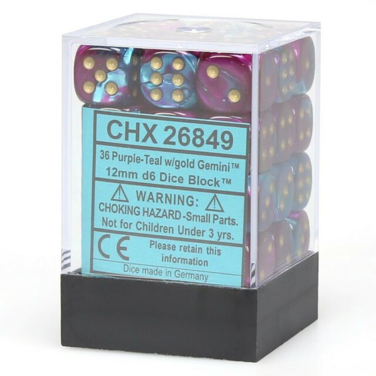 Chessex 12mm Gemini Purple Teal/Gold 36ct D6 Set (26849)