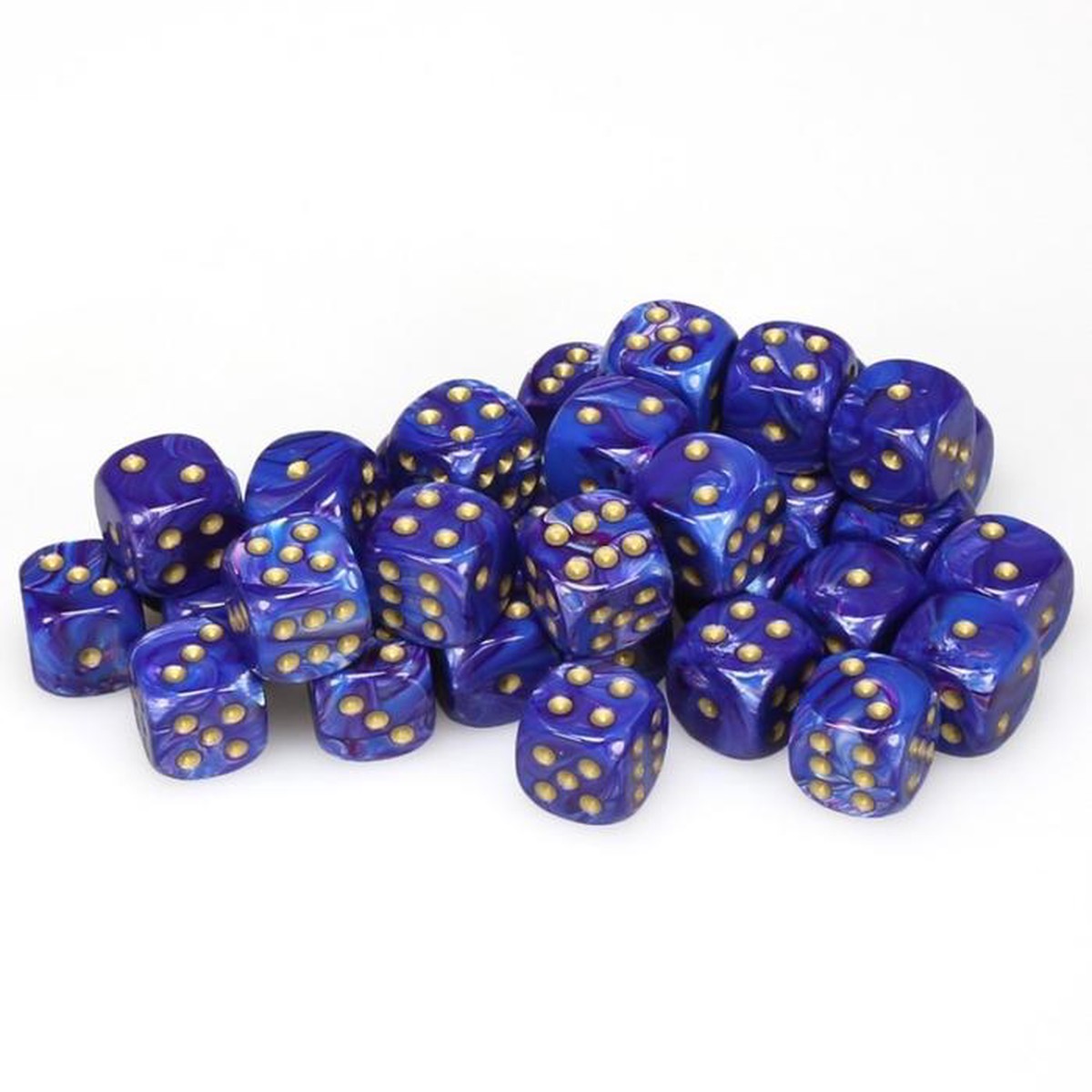 Chessex 12mm Lustrous Royal Purple/Gold 36ct D6 Set (27897)