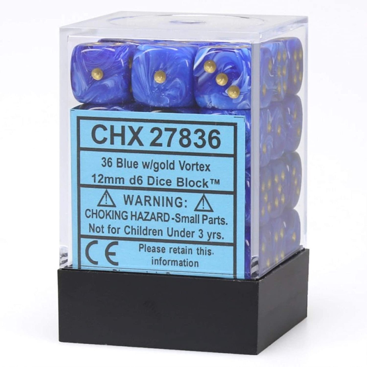 Chessex 12mm Vortex Blue/Gold 36ct D6 Set (27836)