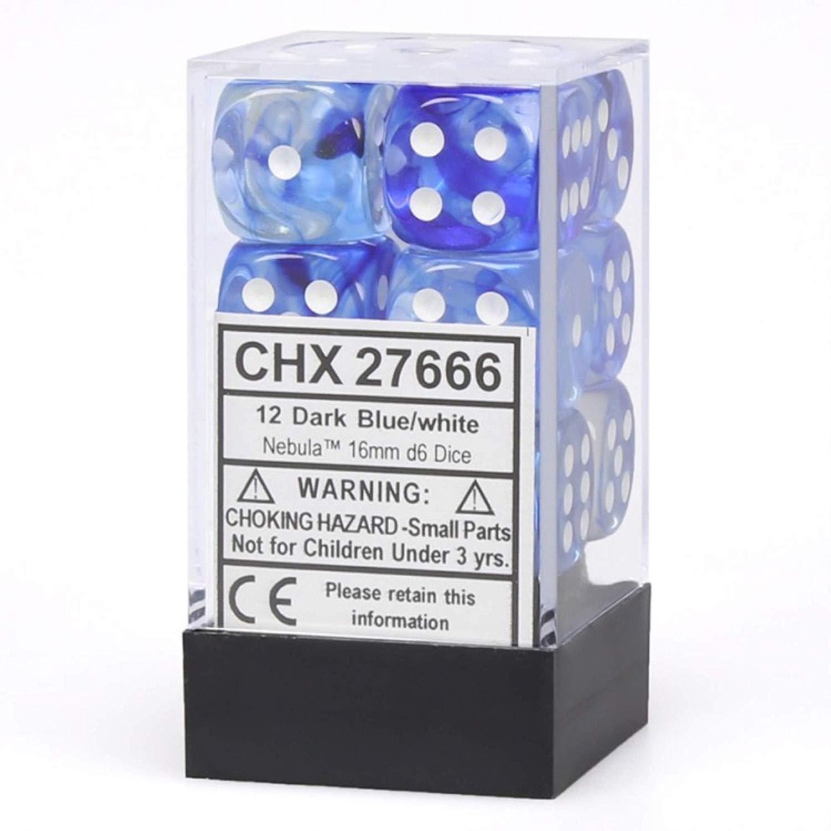 Chessex 16mm Nebula Dark Blue/White 12ct D6 Set (27666)