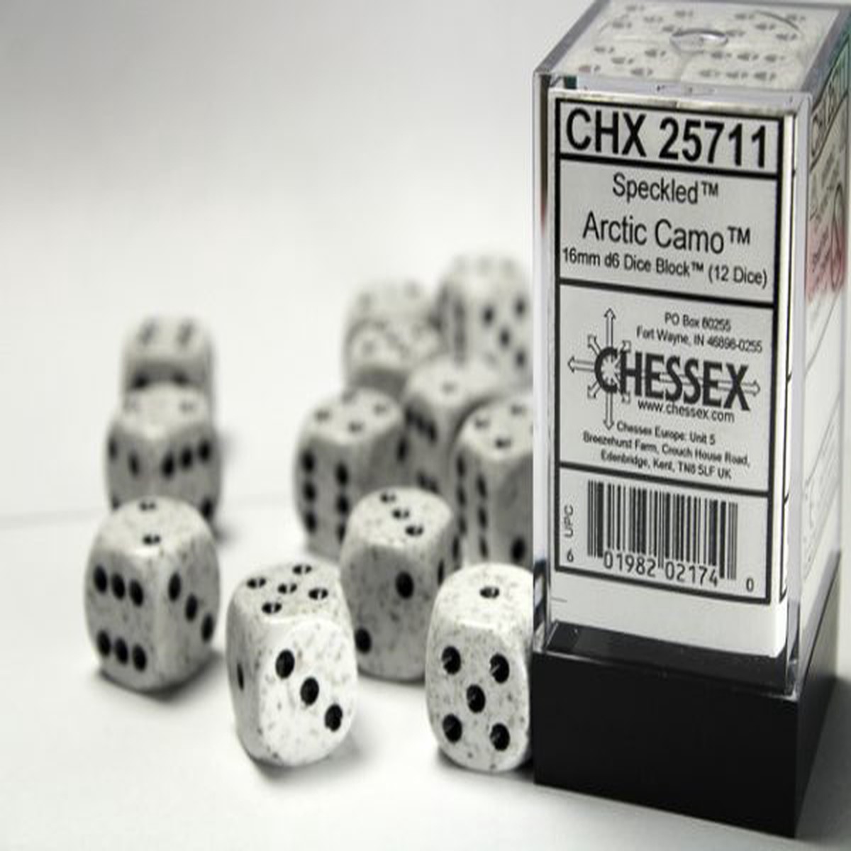 Chessex 16mm Speckled Arctic Camo 12ct D6 Set (25711)