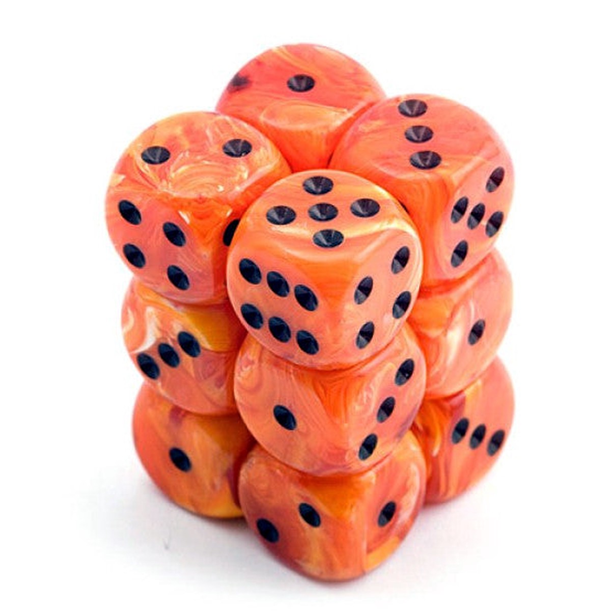 Chessex 16mm Vortex Orange/Black 12ct D6 Set (27633)