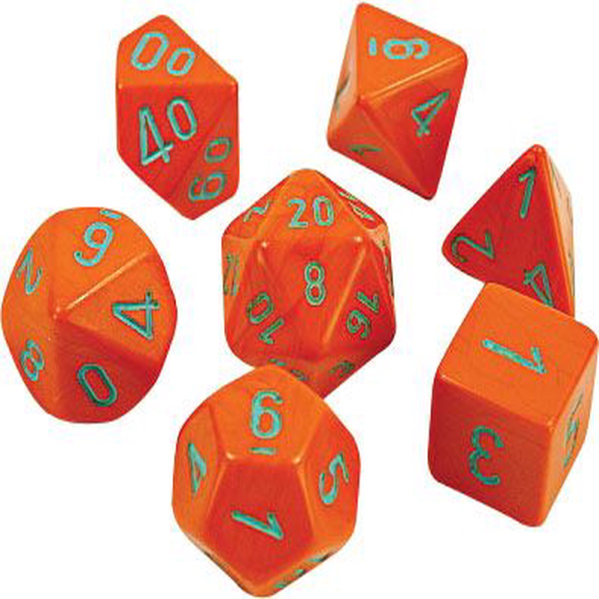 Chessex Lab Heavy Orange/Turquoise 8ct Polyhedral Set (30038)