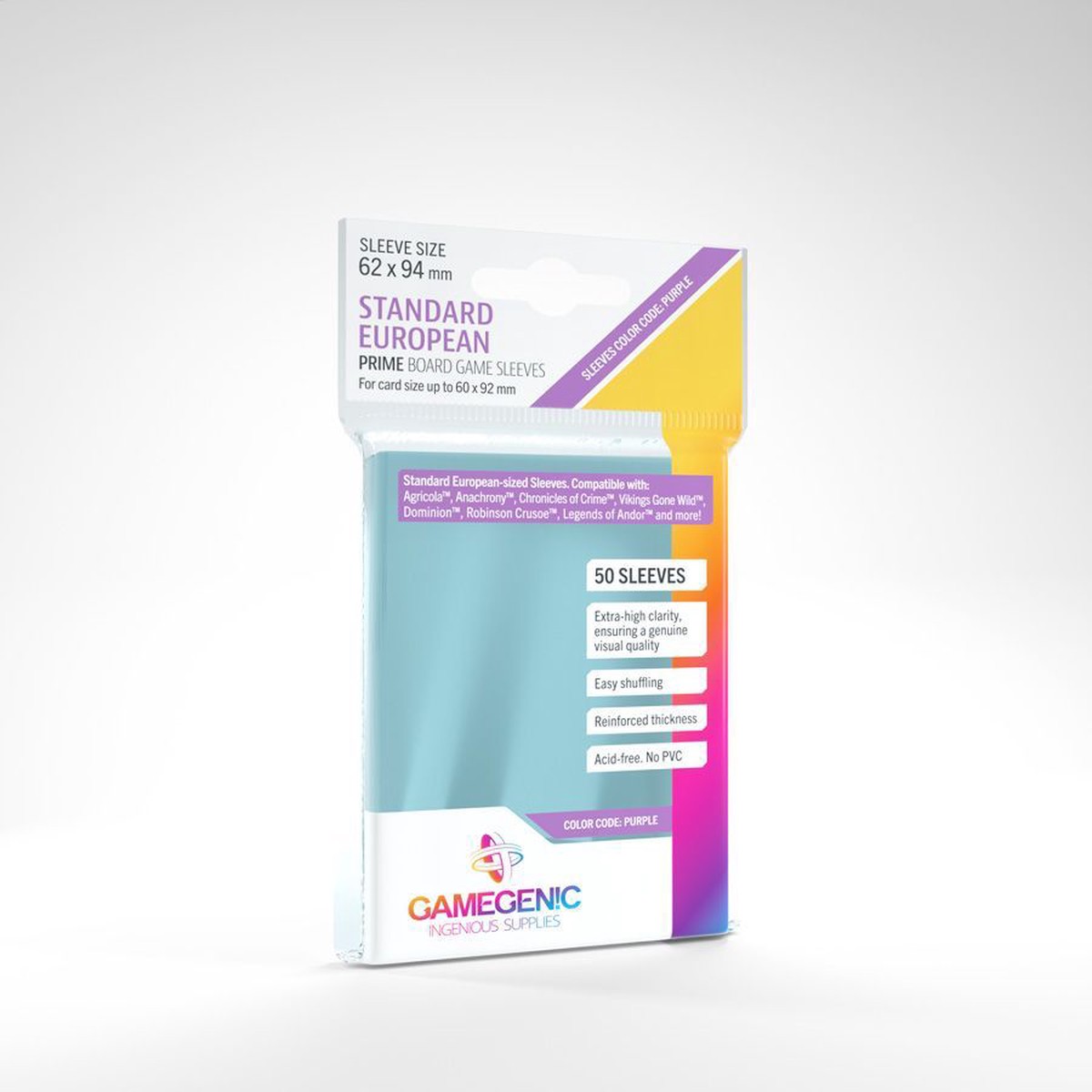 Gamegenic 50ct Standard European Board Game Sleeves
