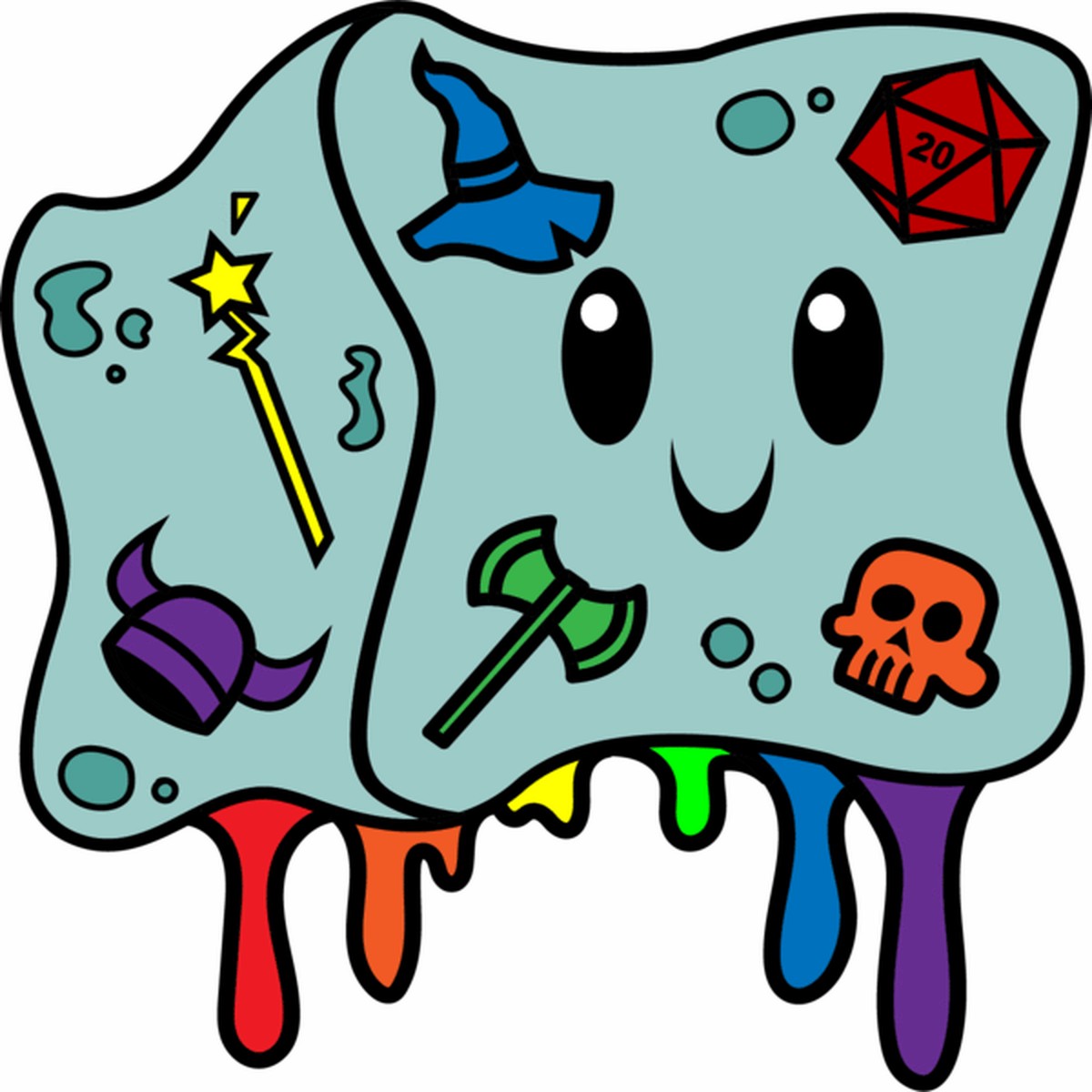 Gelatinous Cube Pride Pin: Rainbow