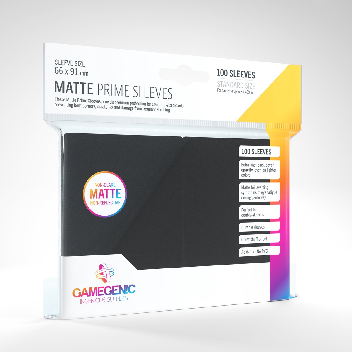 Gamegenic 100ct Standard Size Card Sleeves Matte Prime Black