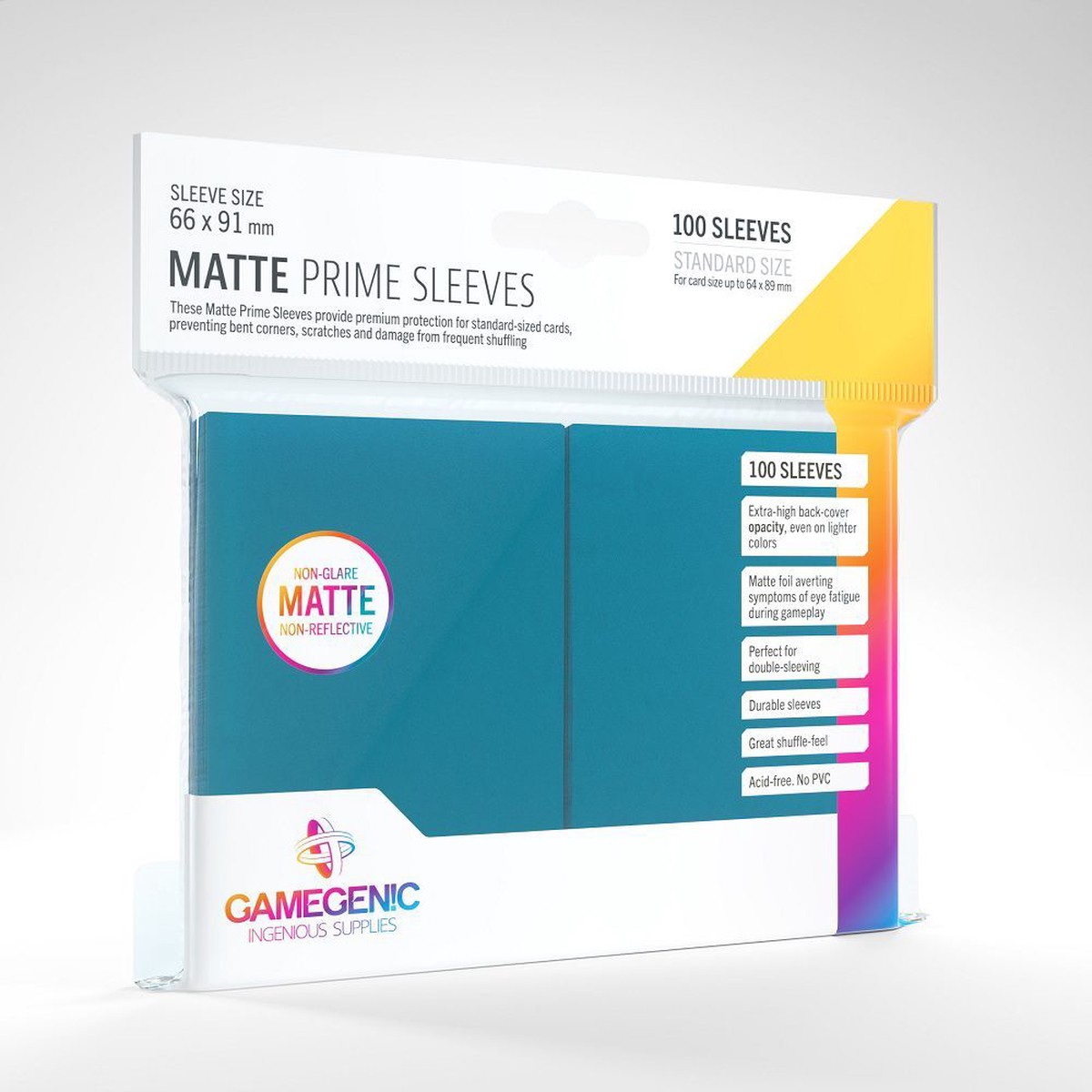 Gamegenic 100ct Standard Size Card Sleeves Matte Prime Blue