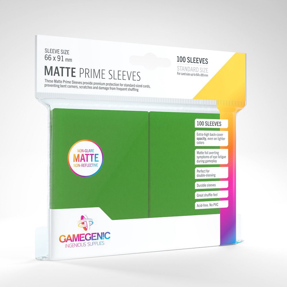 Gamegenic 100ct Standard Size Card Sleeves Matte Prime Green