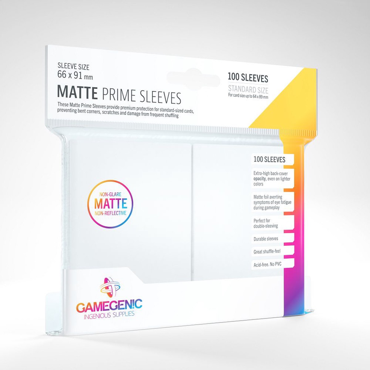 Gamegenic 100ct Standard Size Card Sleeves Matte Prime White