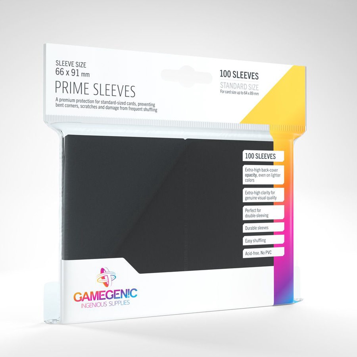 Gamegenic 100ct Standard Size Card Sleeves Prime Black