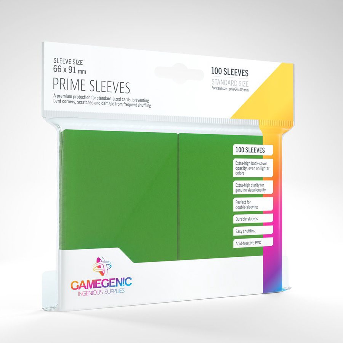 Gamegenic 100ct Standard Size Card Sleeves Prime Green
