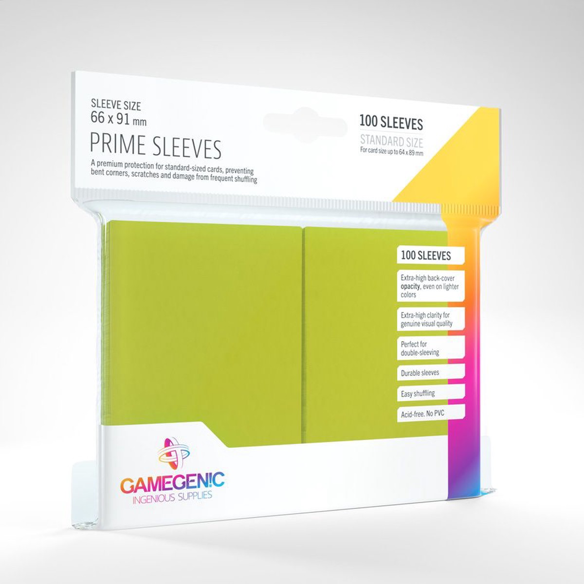 Gamegenic 100ct Standard Size Card Sleeves Prime Lime