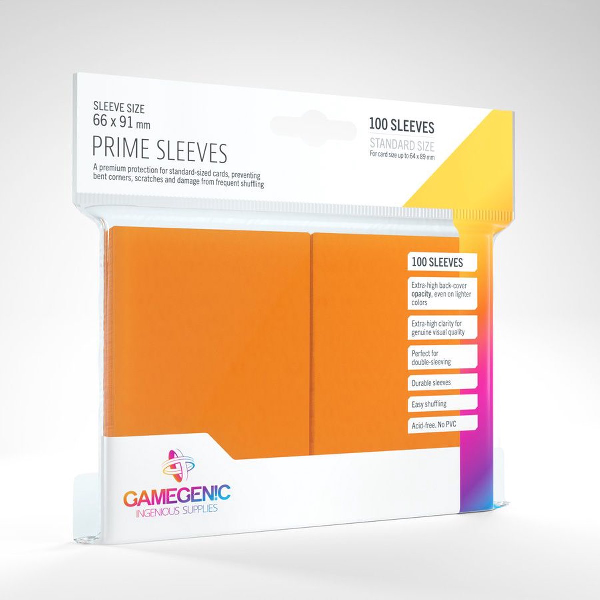 Gamegenic 100ct Standard Size Card Sleeves Prime Orange