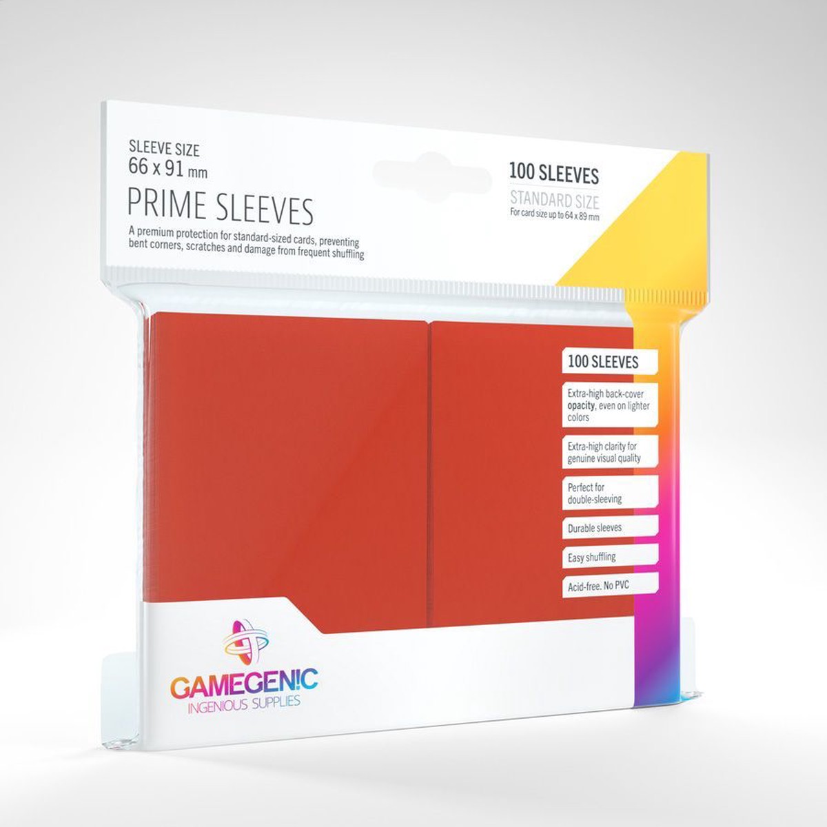 Gamegenic 100ct Standard Size Card Sleeves Prime Red