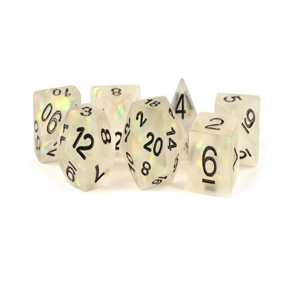 Metallic Dice Games Icy Opal Clear 7ct Polyhedral Dice Set