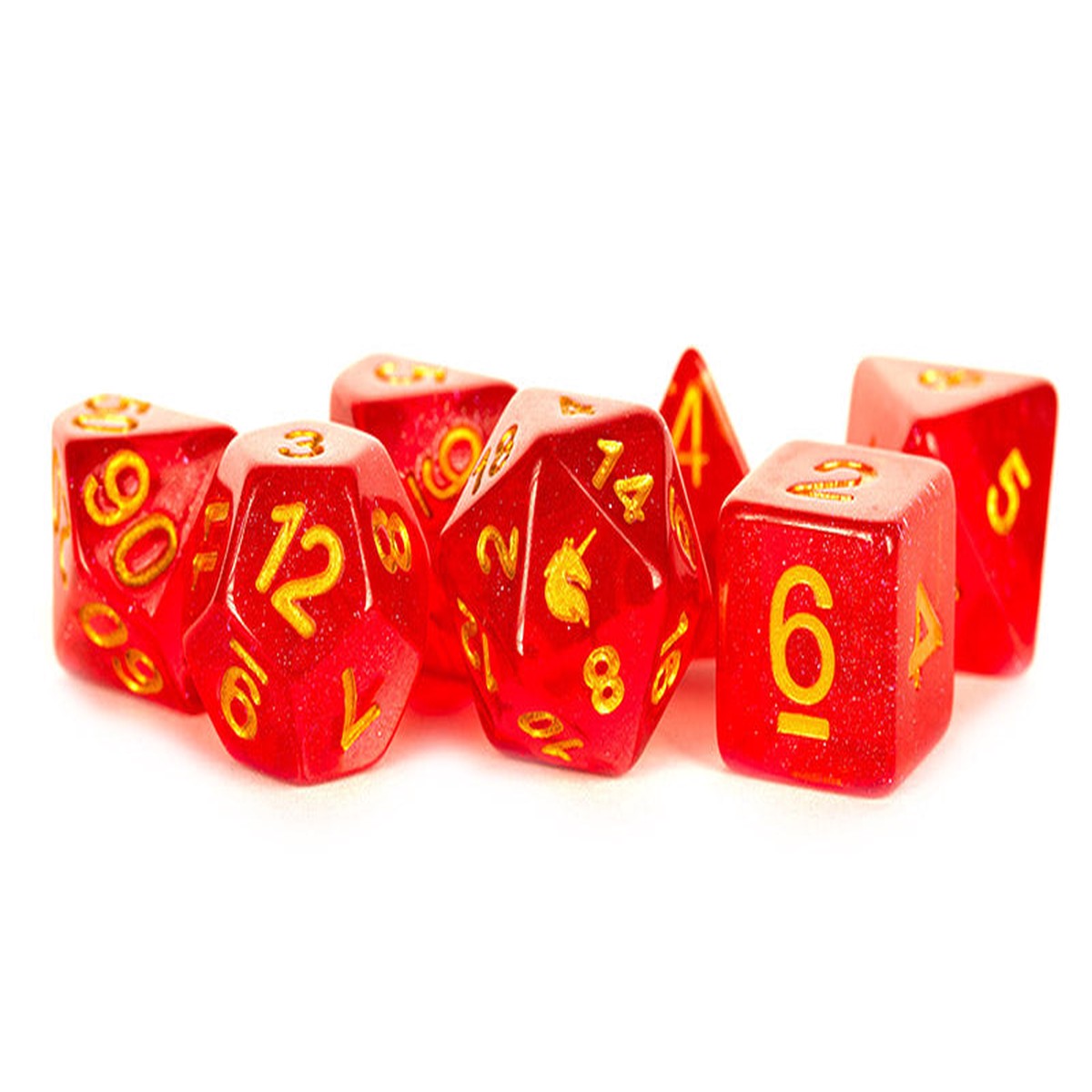 Metallic Dice Games Unicorn Red 7ct Polyhedral Dice Set