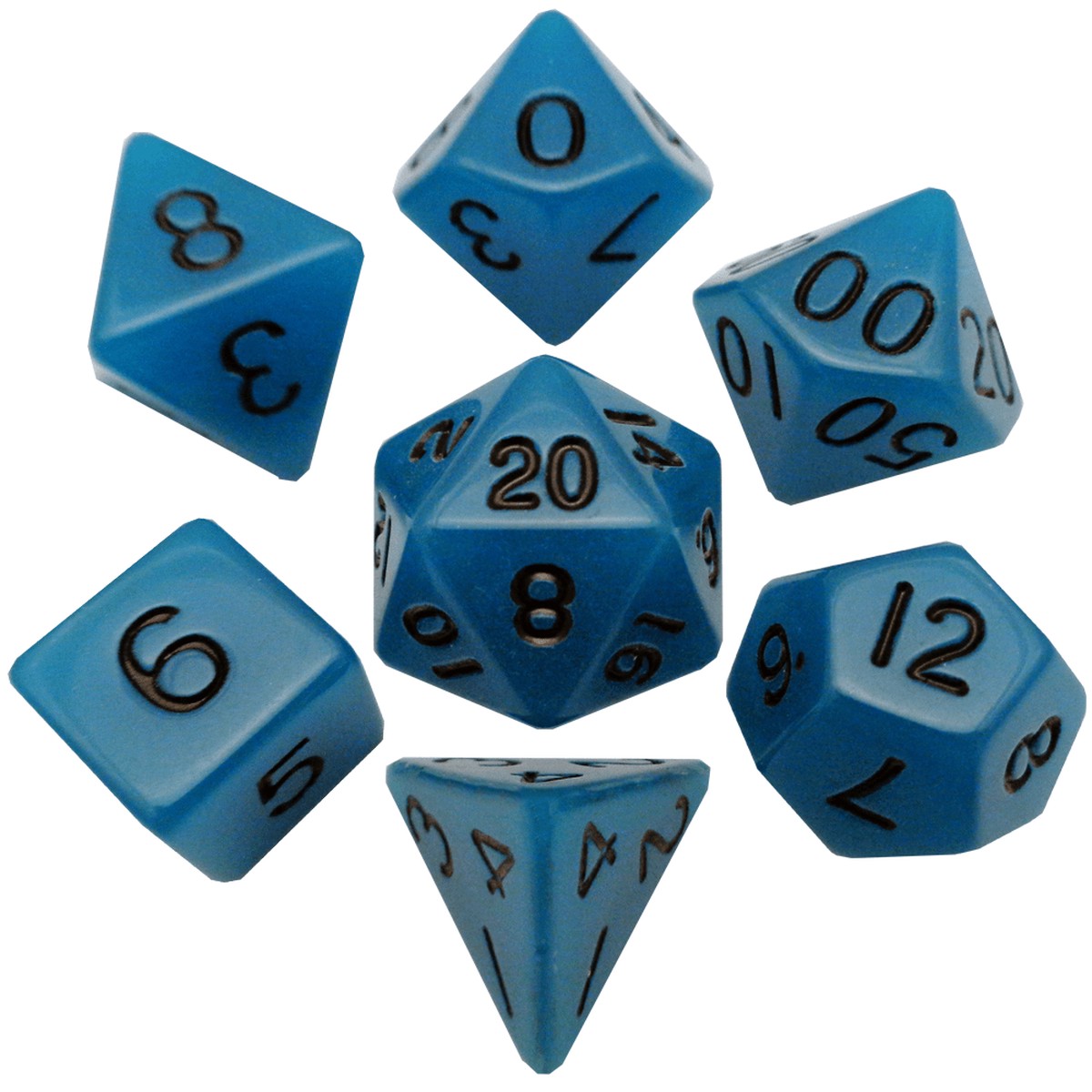 Metallic Dice Games Glow in the Dark Blue/Black 7ct Polyhedral Dice Set