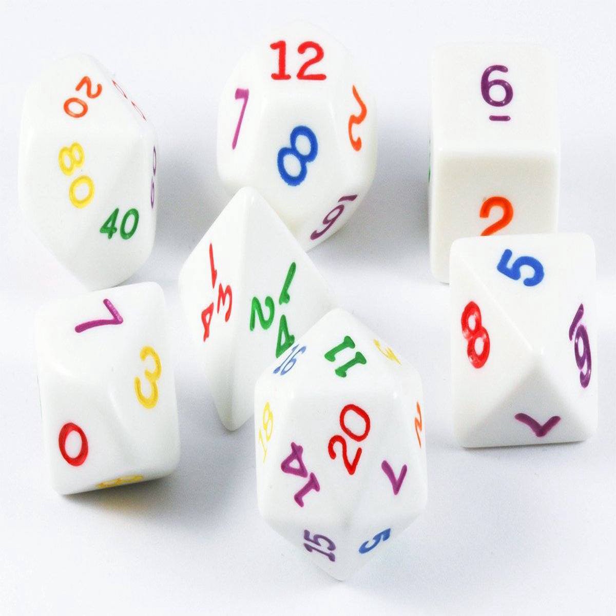 Koplow White with Rainbow Ink 7ct Polyhedral Set